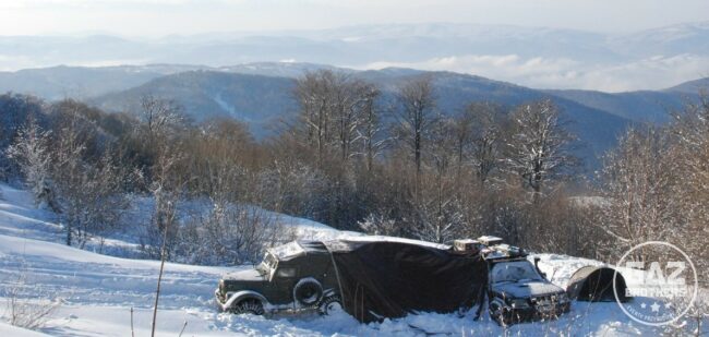 Off-road na Ukrainie Gazem 69 – biwak w warunkach zimowych. Ukraina 4x4, zima, gaz69
