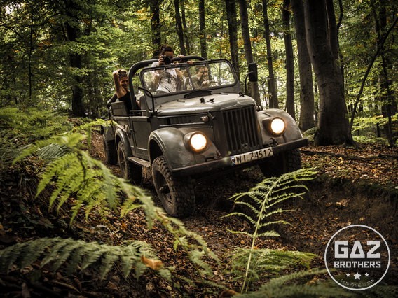 Gaz 69 w wąwozie pośród drzew, газ 69